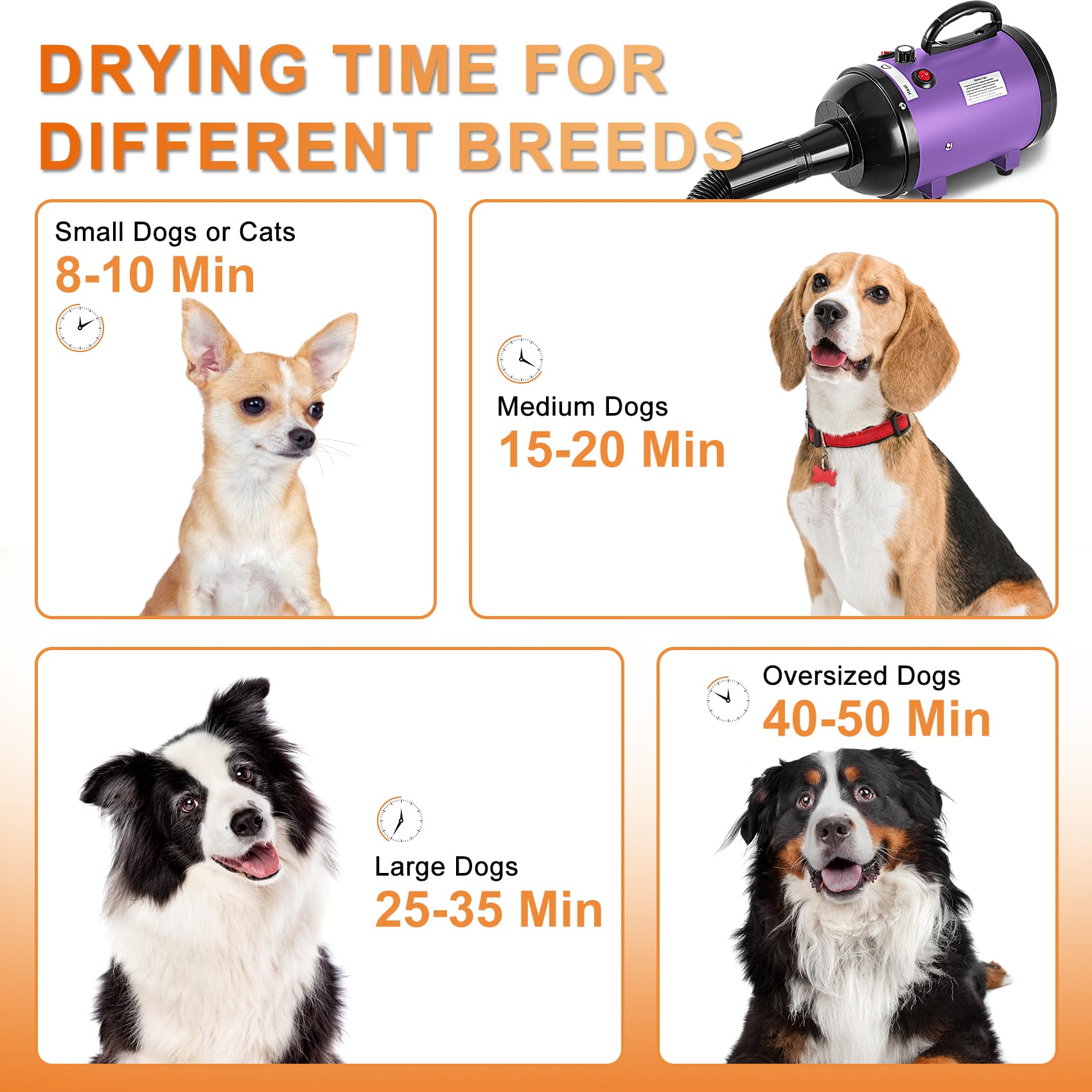 NestROAD dog dryer packaging includes all accessories for setup