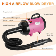 NESTROAD pink dog dryer with four nozzles supports tailored drying across coats