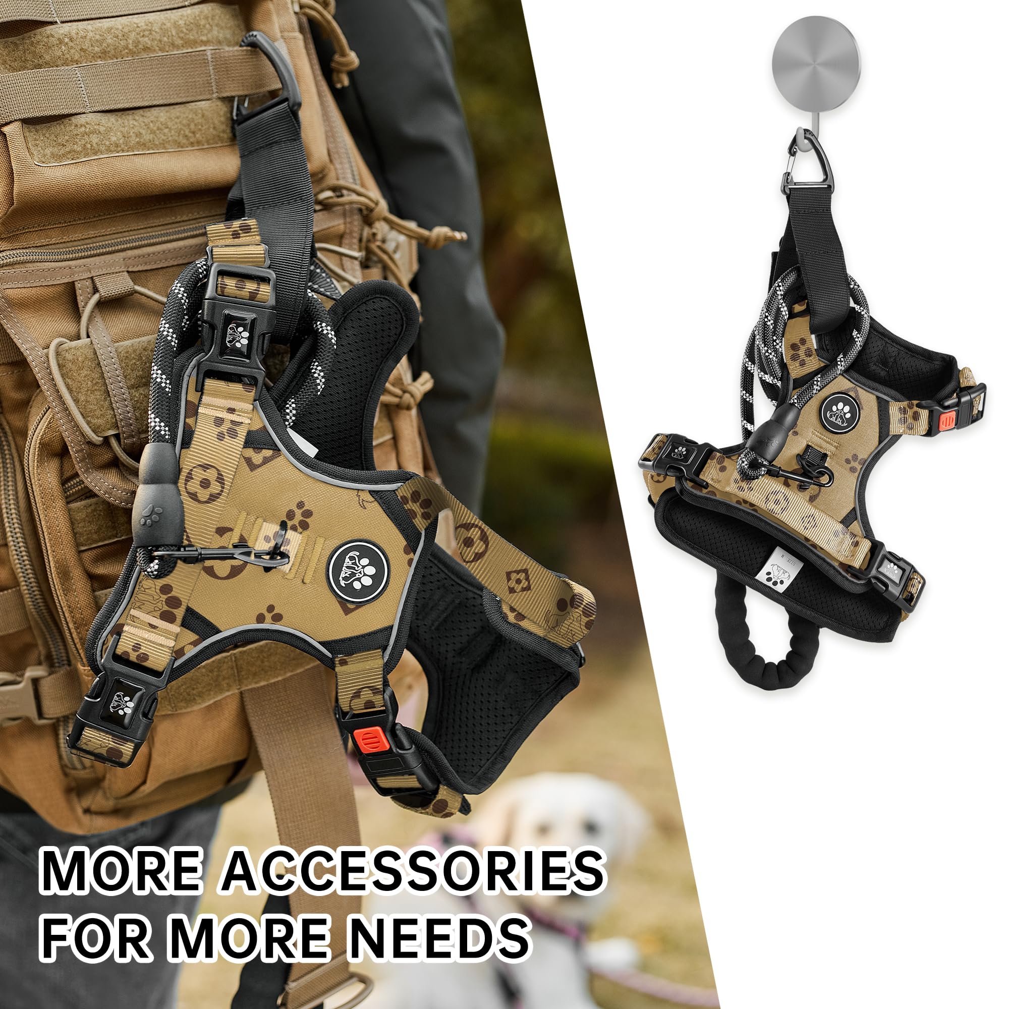NESTROAD No Pull Harness accessories-leash pair enhances walking setup with added convenience.