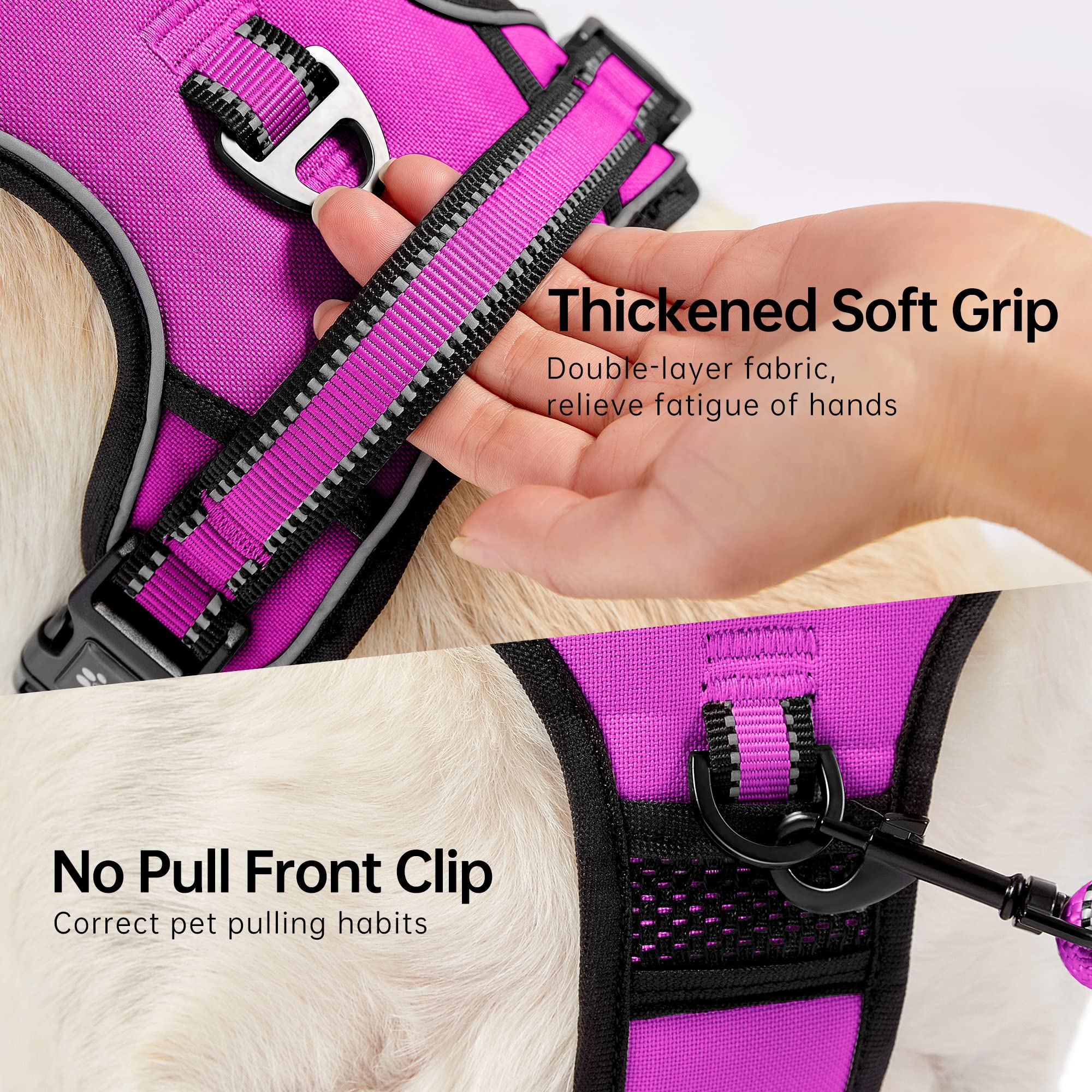NESTROAD No Pull Harness adjustable straps provide secure, customized fit for every dog shape.