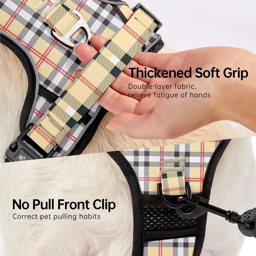 NESTROAD No Pull Harness front-clip-control highlights front clip for safer training during walks.