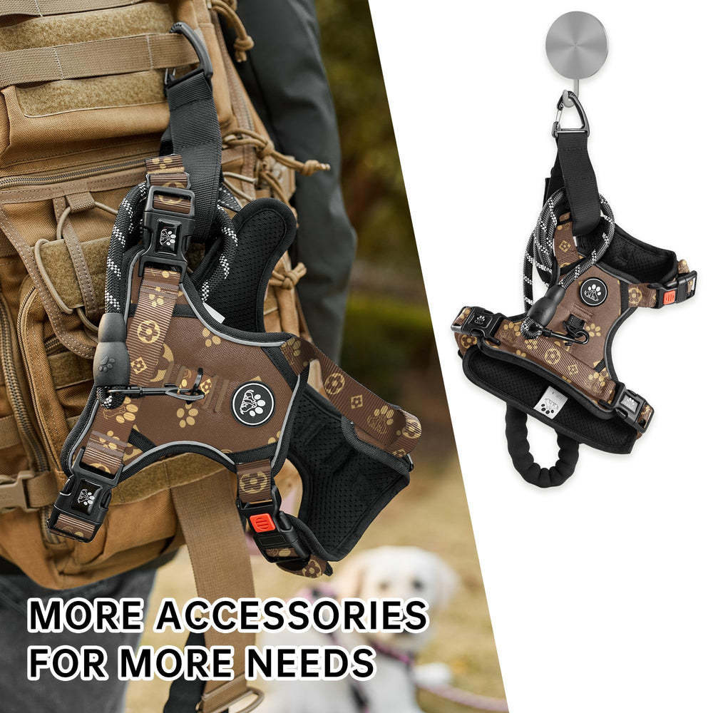 NESTROAD No Pull Harness includes leash retractable seatbelt and storage strap for convenient walking