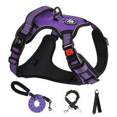 NESTROAD no-pull harness purple front view for quick on-off control