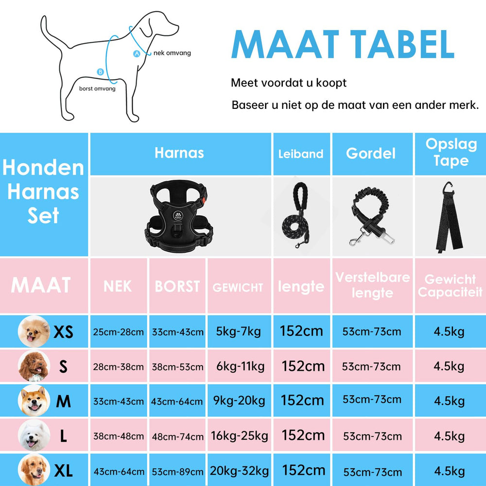 NestROAD size-chart guide helps find the right harness fit.
