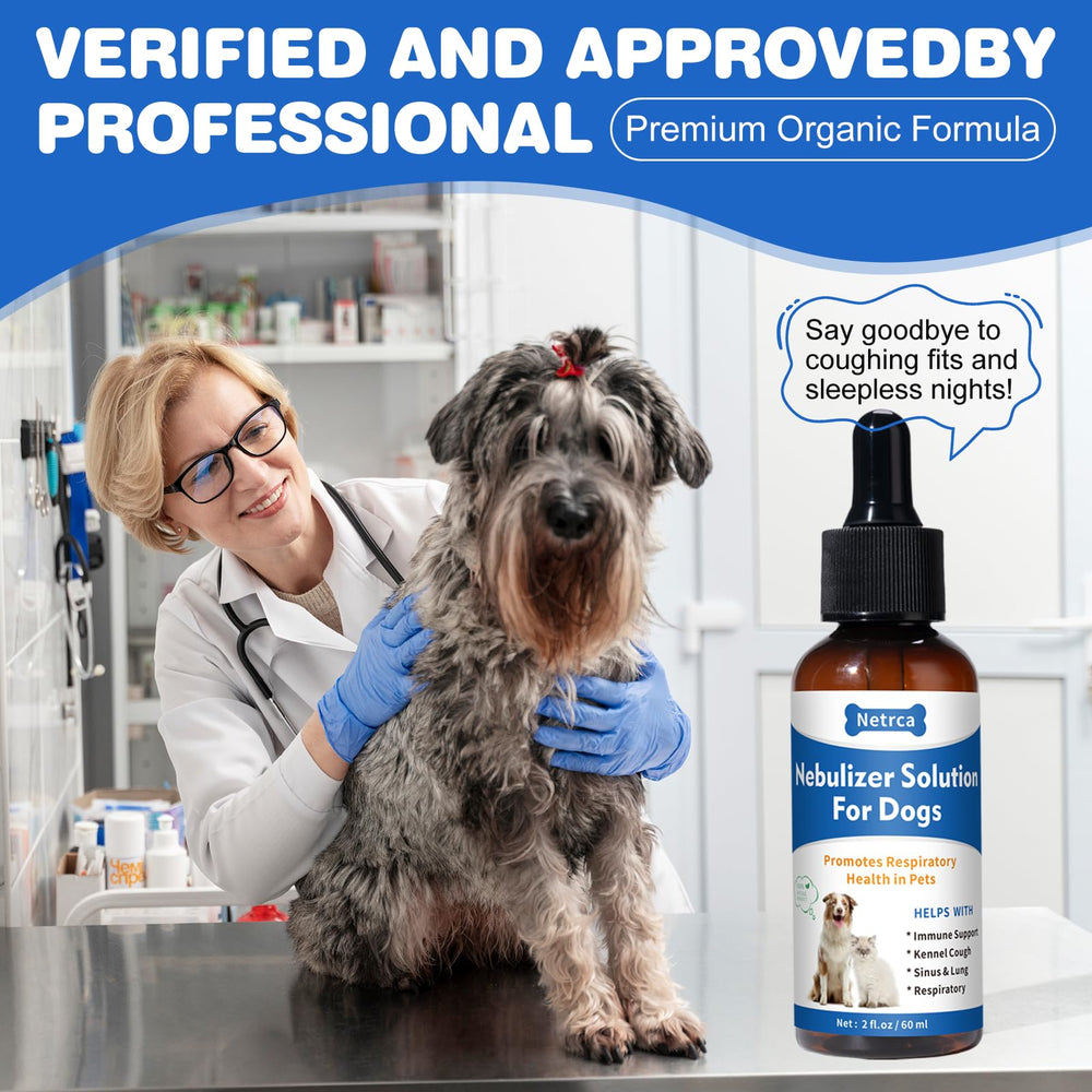 Netrca Nebulizer Solution is safe for dogs and cats of all ages.