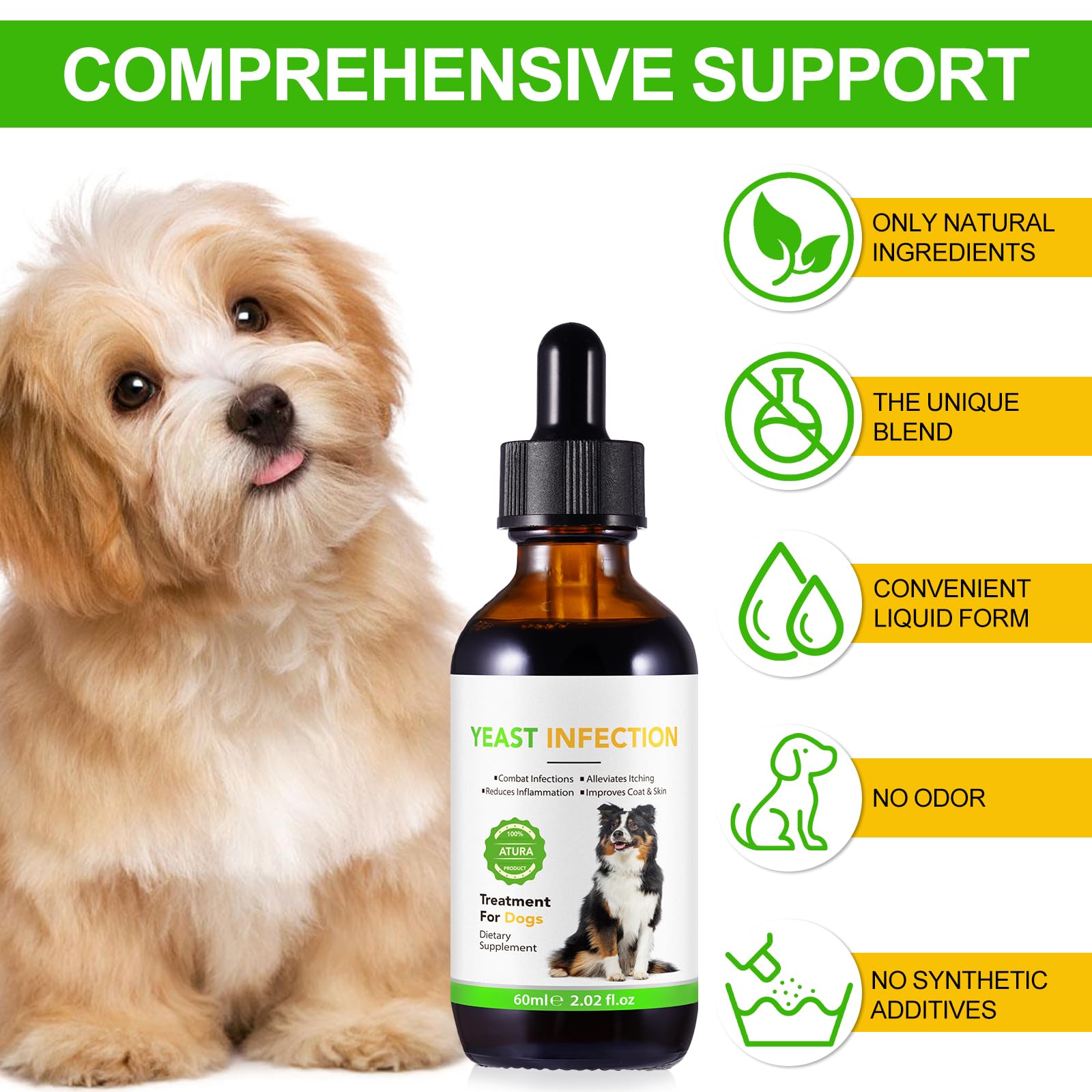 Netwik natural yeast treatment for dogs packaging signals a pure all-natural solution