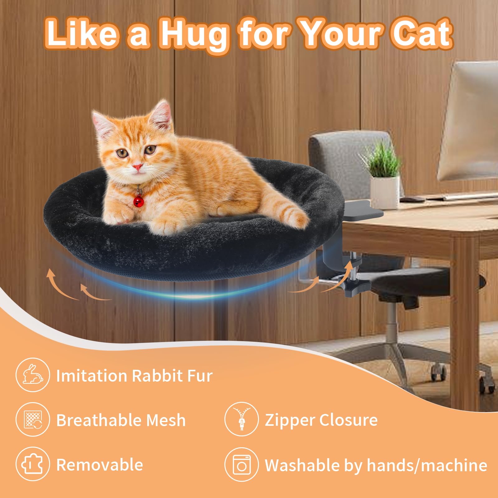 NEVESYKCUL cat desk bed breathable-mesh-back enhances summer comfort.