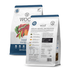 The New Zealand Natural Pet Food Co WOOF beef bites closeup — rich aroma and chewy texture appeal