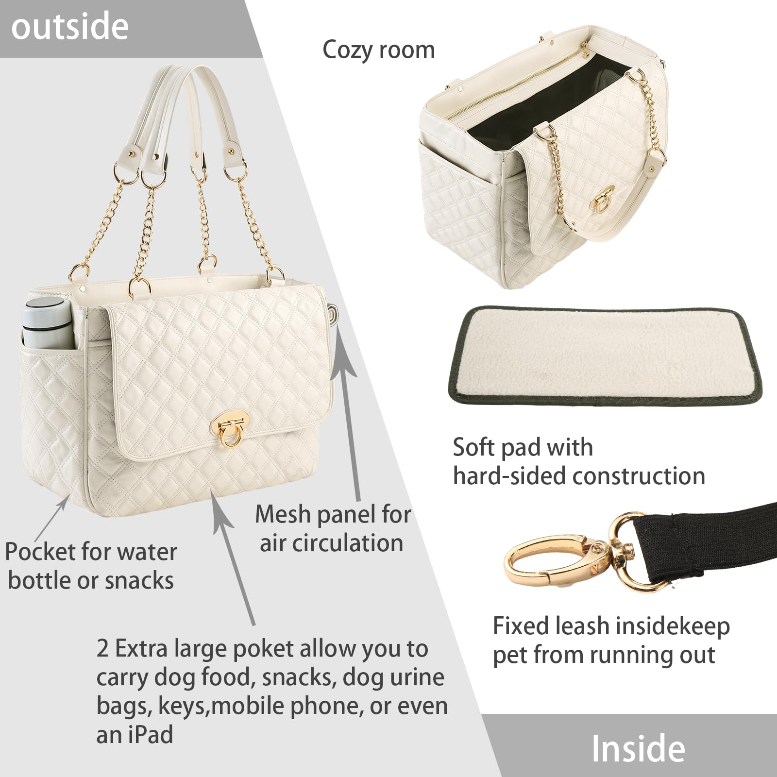 NewEle fashion dog purse airline-approved dimensions fit under-seat travel