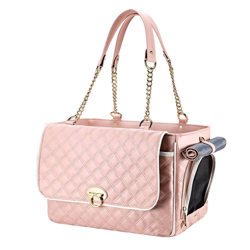 NewEle Fashion Dog Purse Carrier pink finish suits city strolls and daily outings.