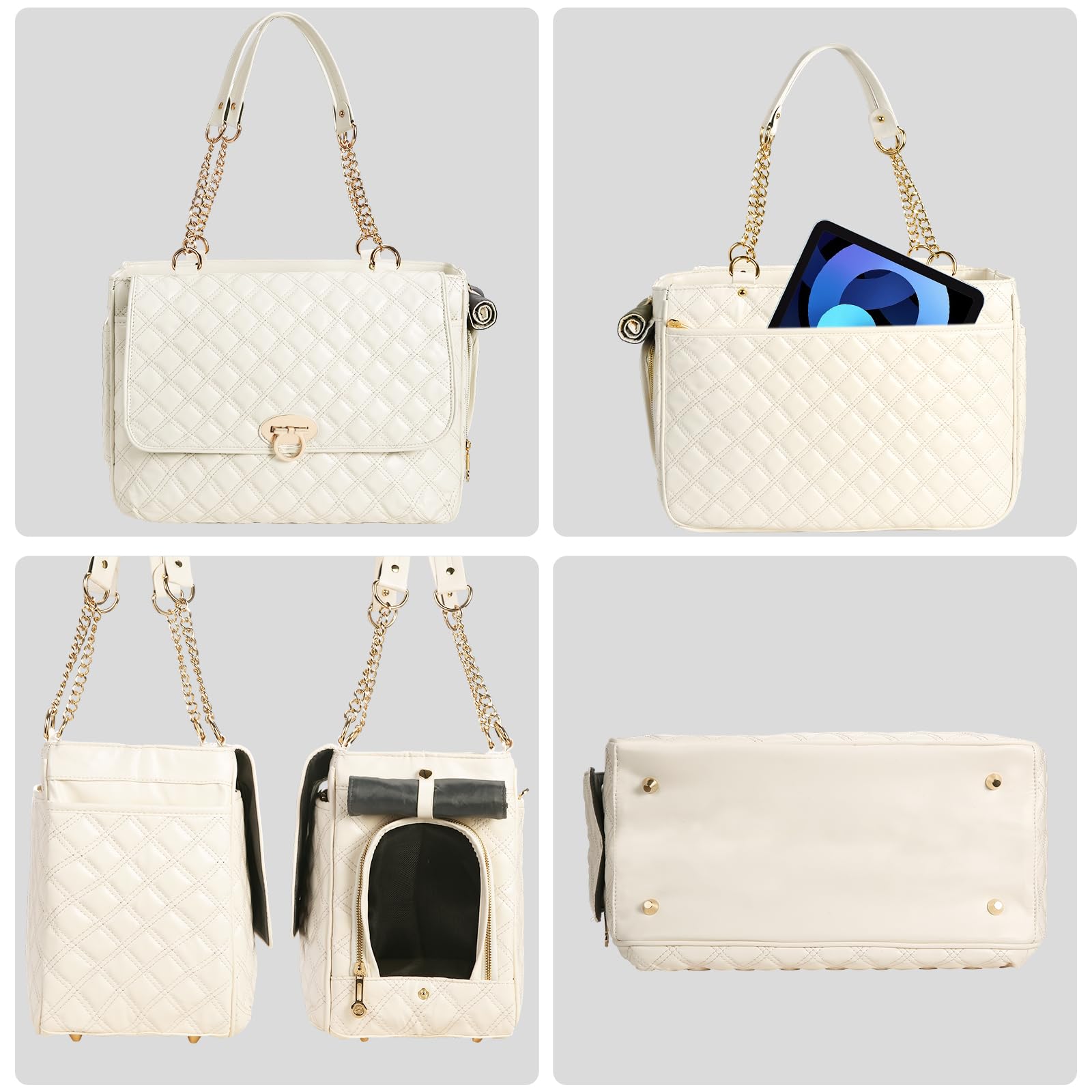 NewEle fashion dog purse PU leather close-up shows durable material