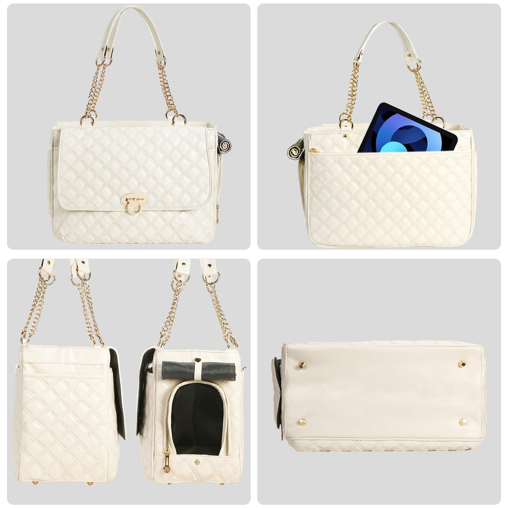 NewEle fashion dog purse PU leather close-up shows durable material