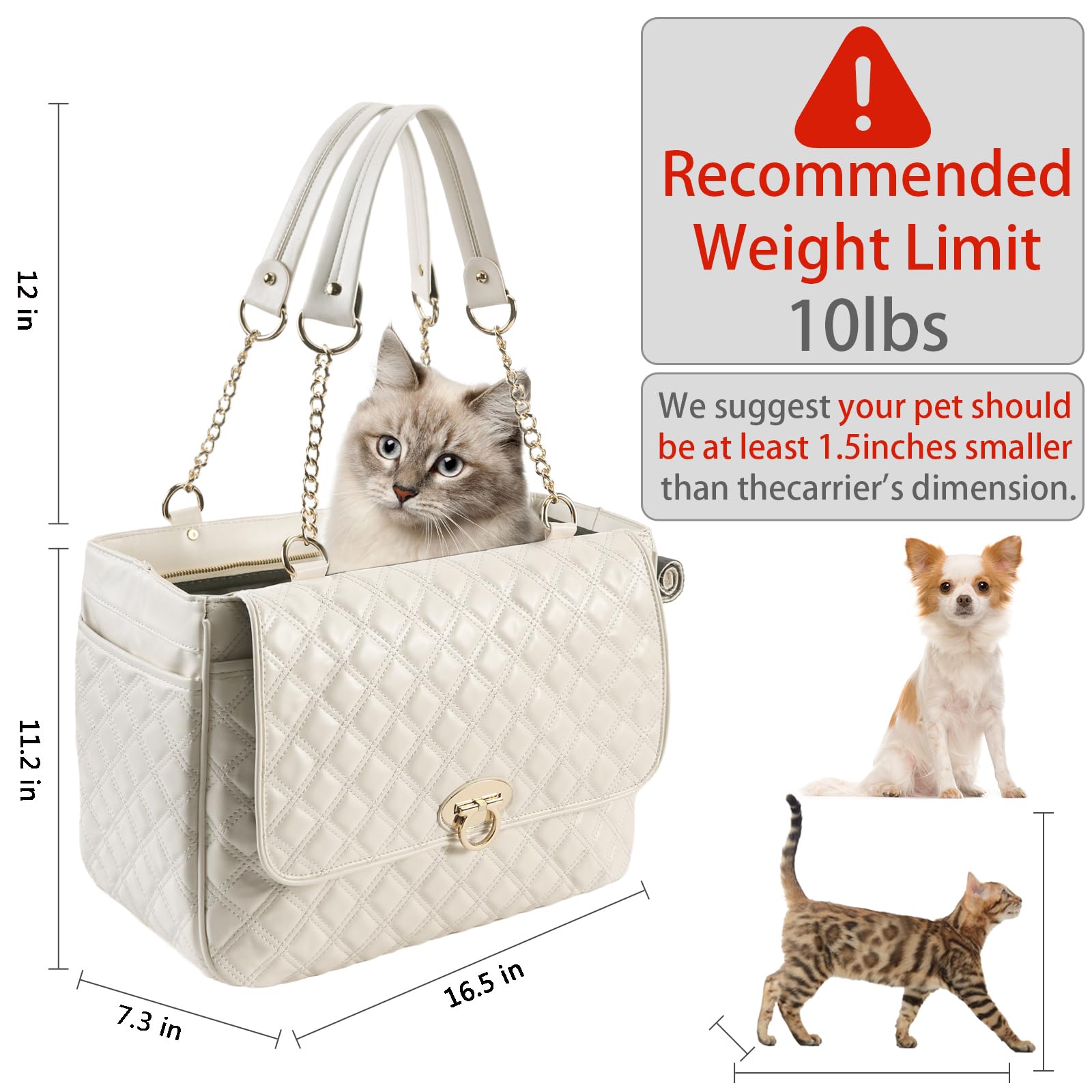 NewEle fashion dog purse back pockets in white for easy access to essentials