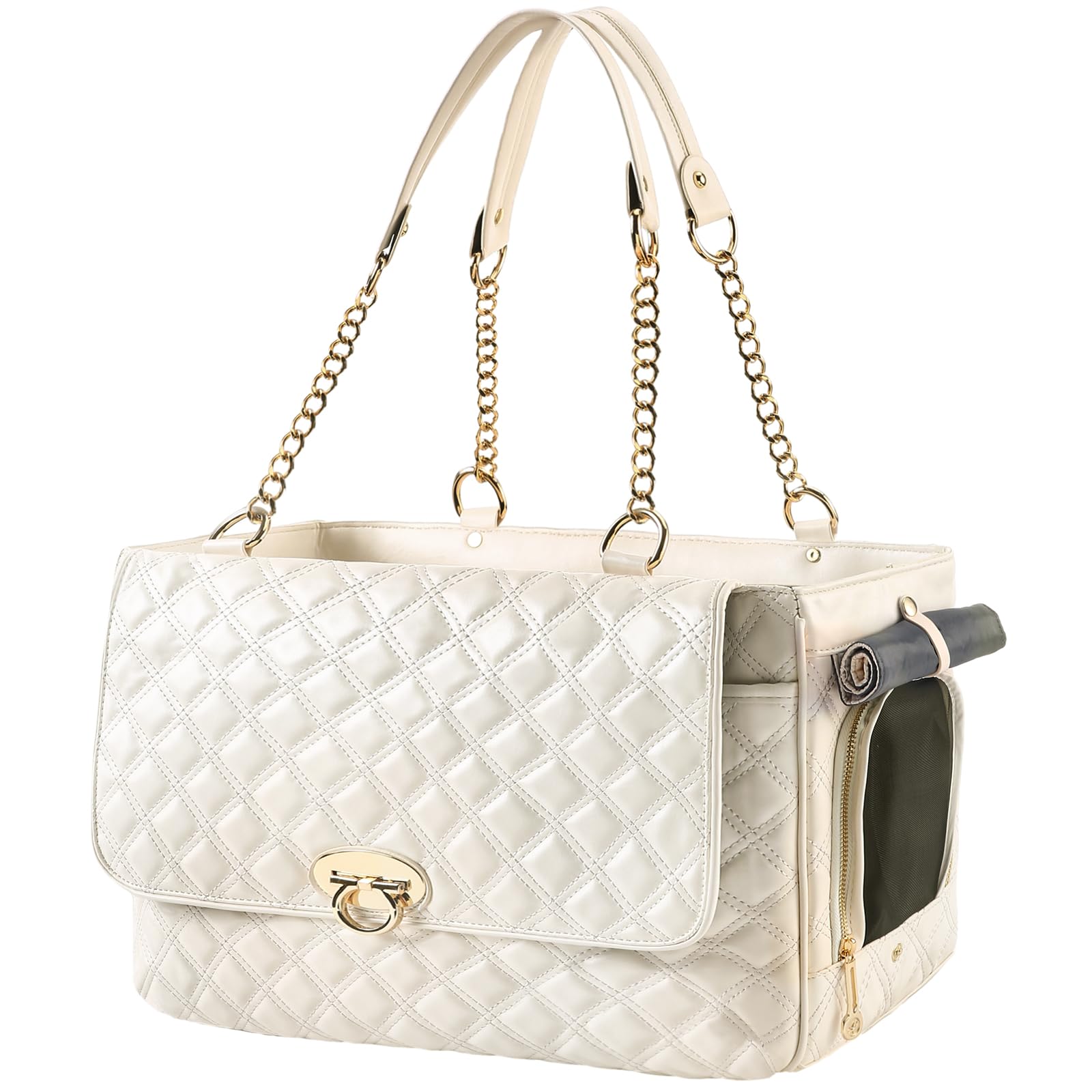 NewEle fashion dog purse front pockets in white provide roomy storage