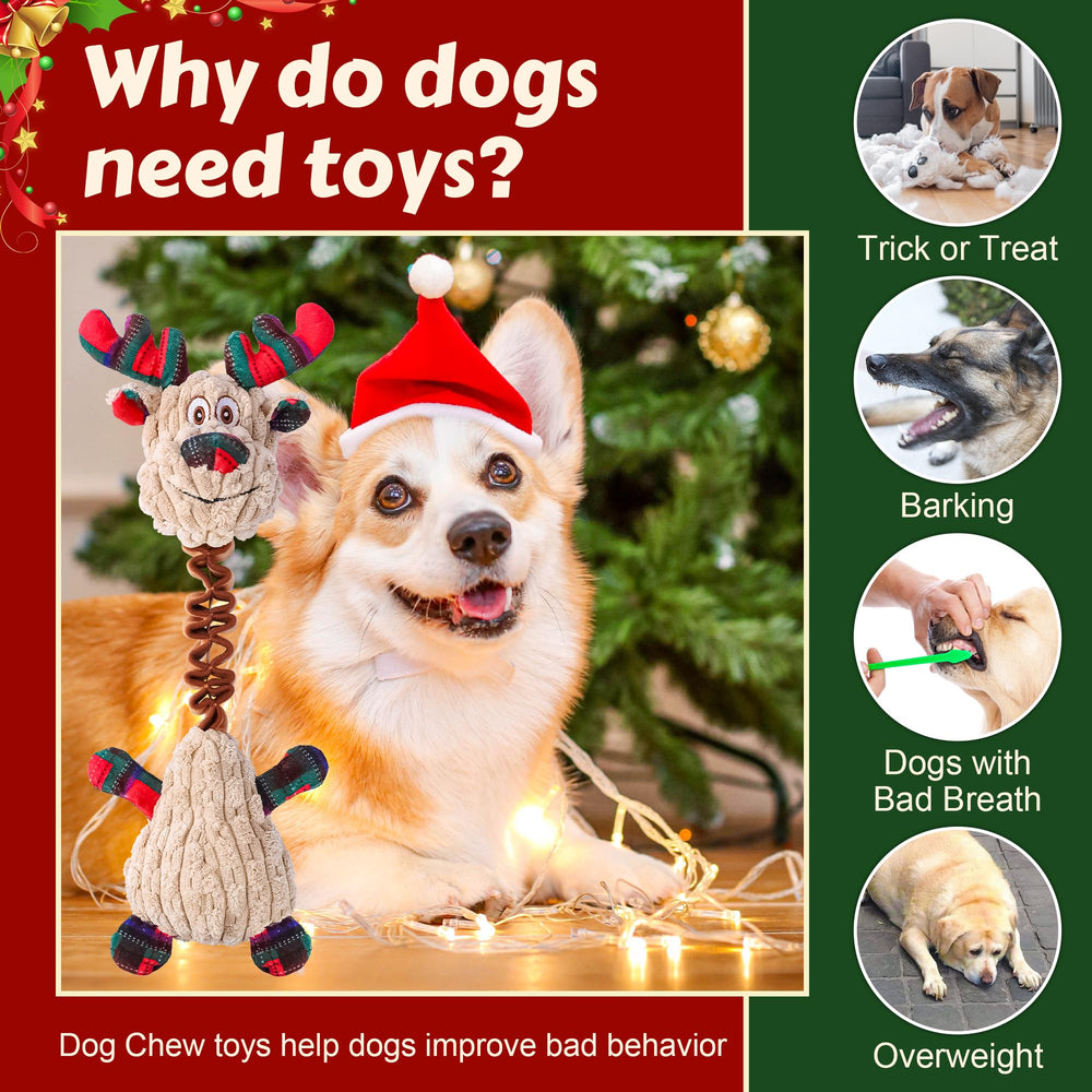 Newget Christmas dog toy box featuring Santa, snowman, and elk designs