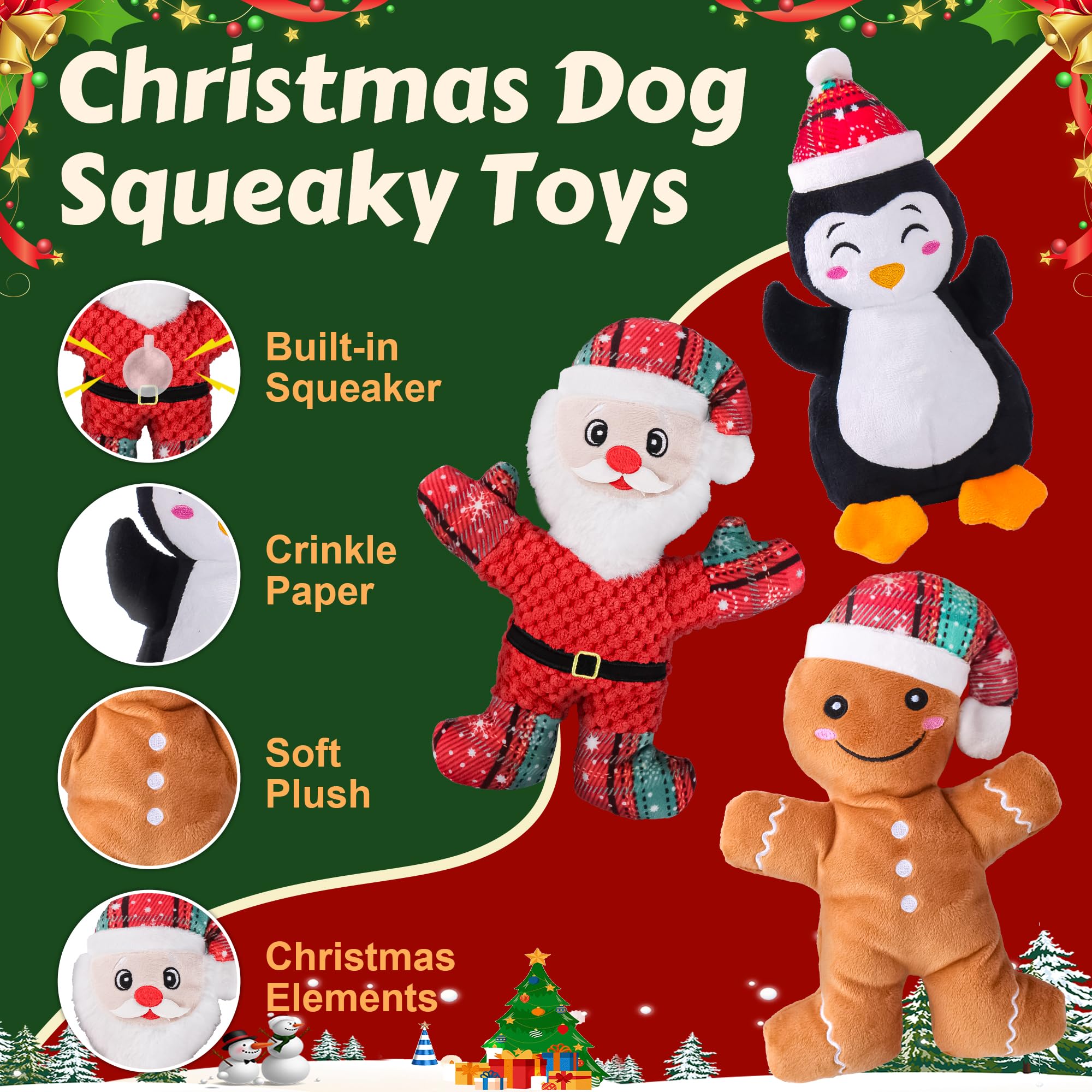 Newget Snowman plush dog toy for seasonal fun and engagement