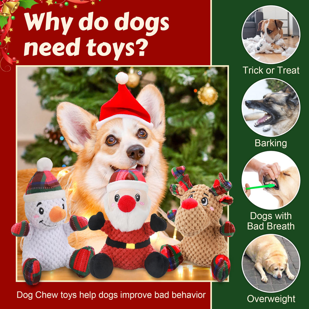 Newget Christmas Squeaky Dog Toys elk character promotes indoor outdoor play curiosity