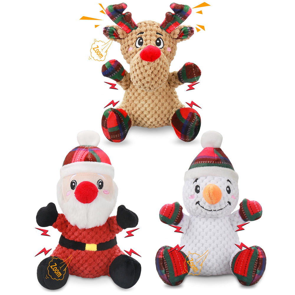 Newget Christmas Squeaky Dog Toys pack shot for play and boredom relief