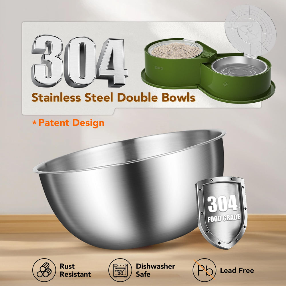 Newget large-capacity bowls hold 24oz of dry food and 800ml water per bowl.