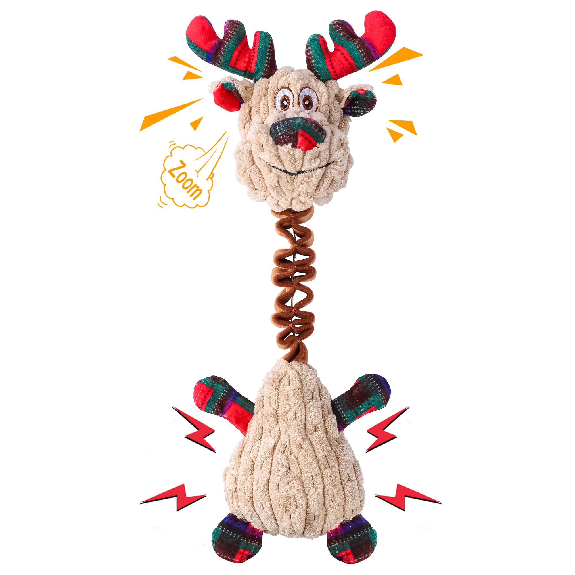 Newget Santa plush dog toy with squeaker for interactive play and festive fun