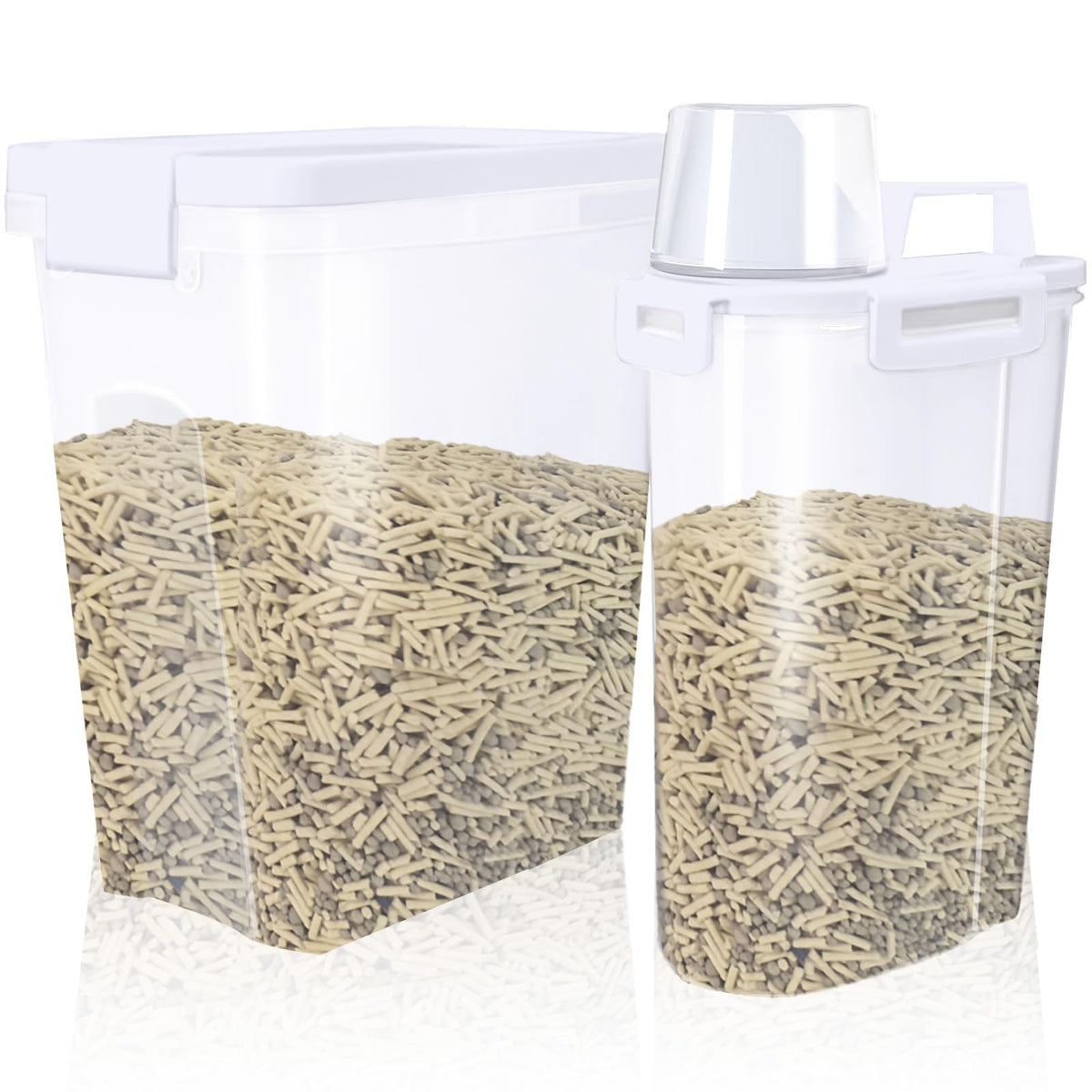 Newivi 2-pcs cat litter storage containers pack keeps clutter organized and ready.