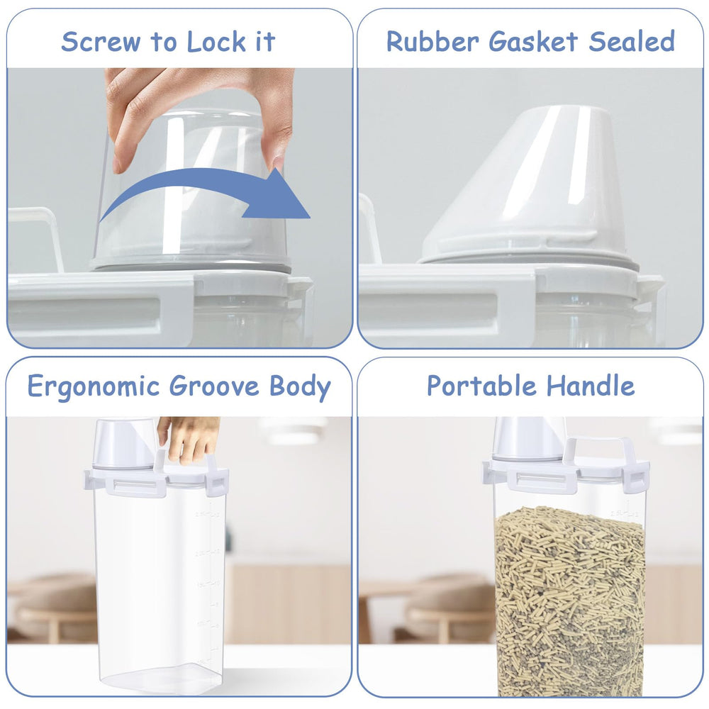 Newivi cat litter bin features a large pour nozzle for easy scooping.