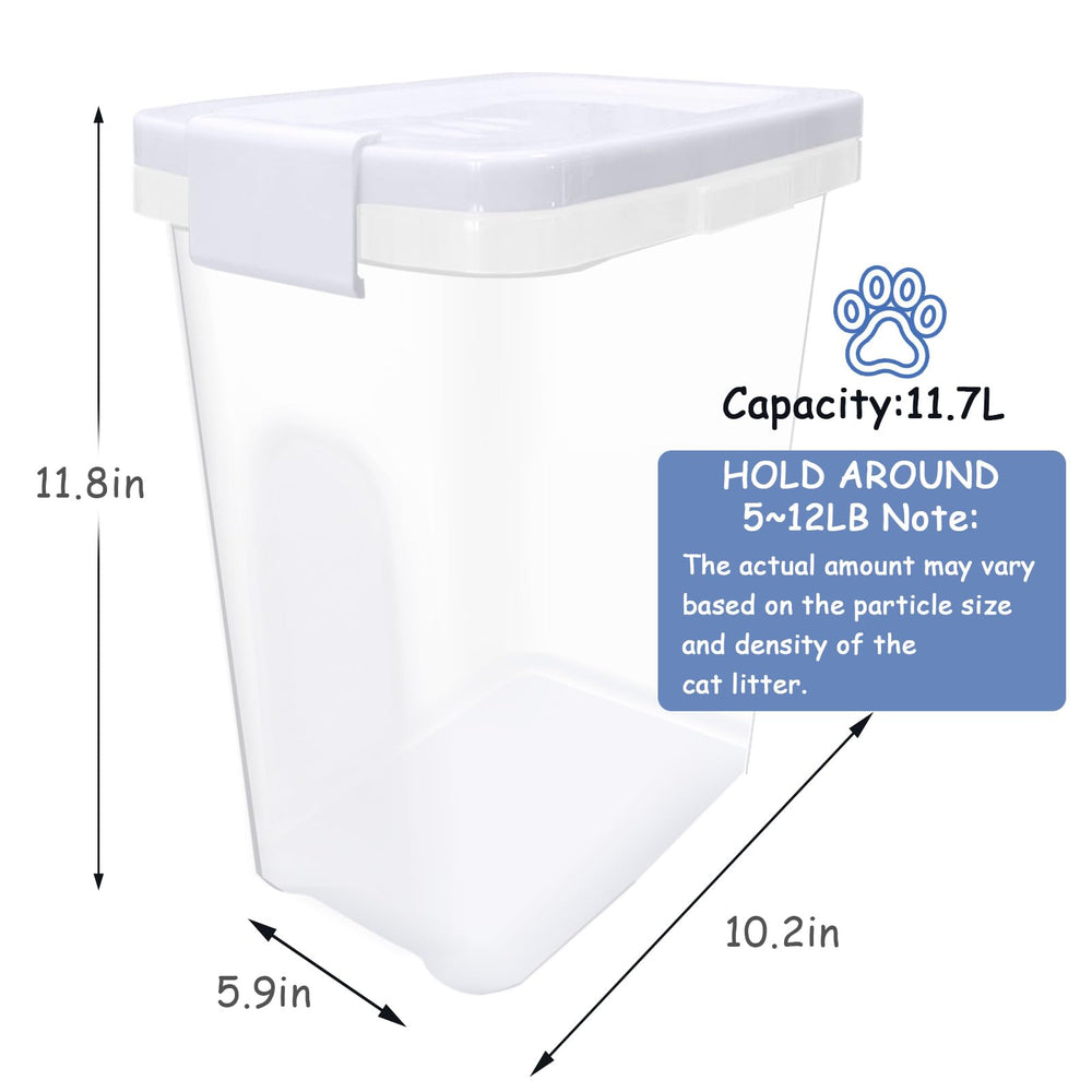 Newivi cat litter storage bin with airtight lid protects litter from moisture.
