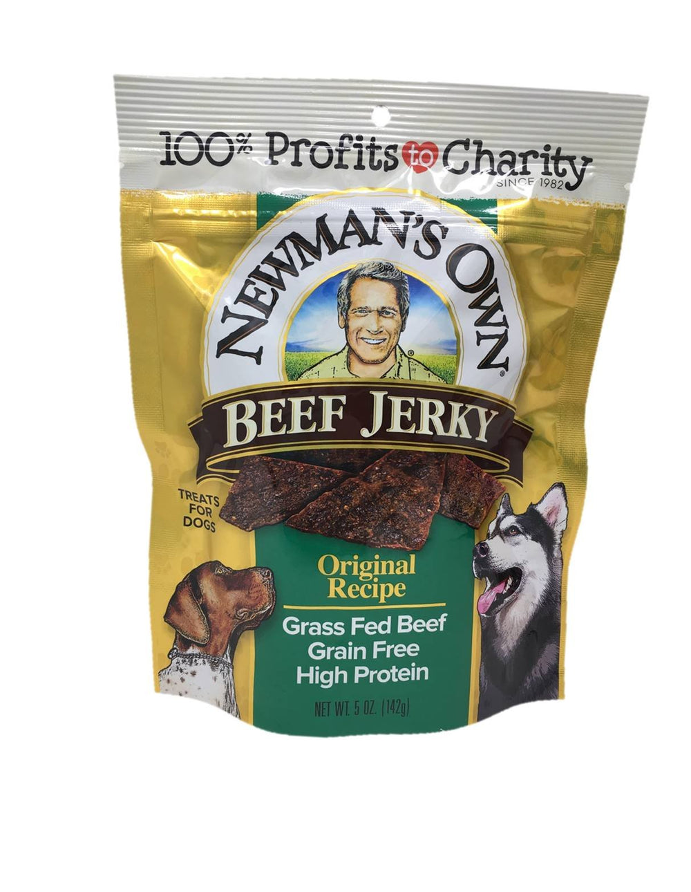 Newman's Own Beef Jerky Treats bundle display showing two flavors.