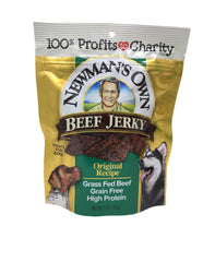 Newman's Own Beef Jerky Treats bundle display showing two flavors.