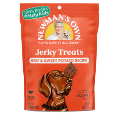 Newman's Own Jerky Treats packaging front, protein-rich dog reward.