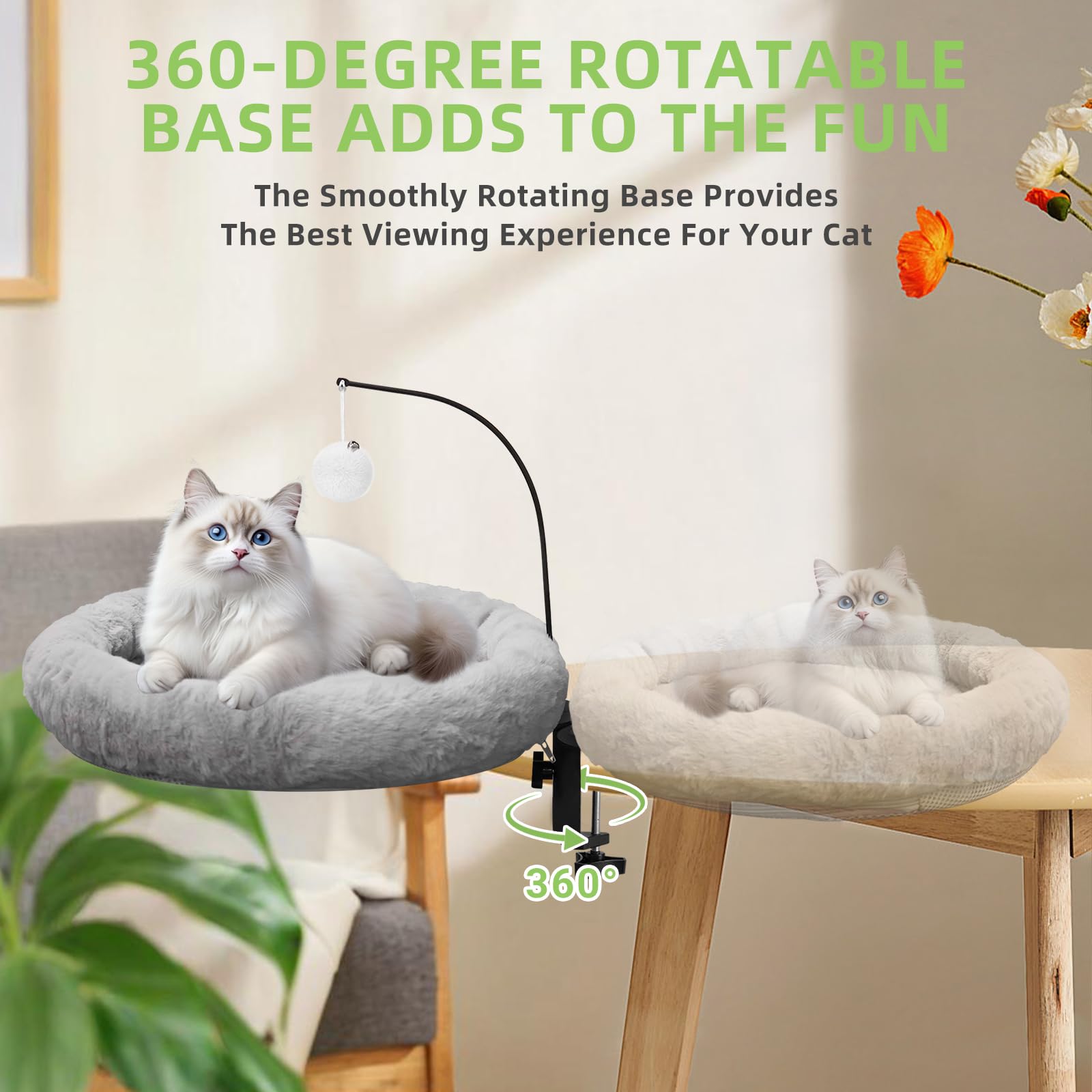 Newmkr cat desk bed fits on most desks for flexible placement.