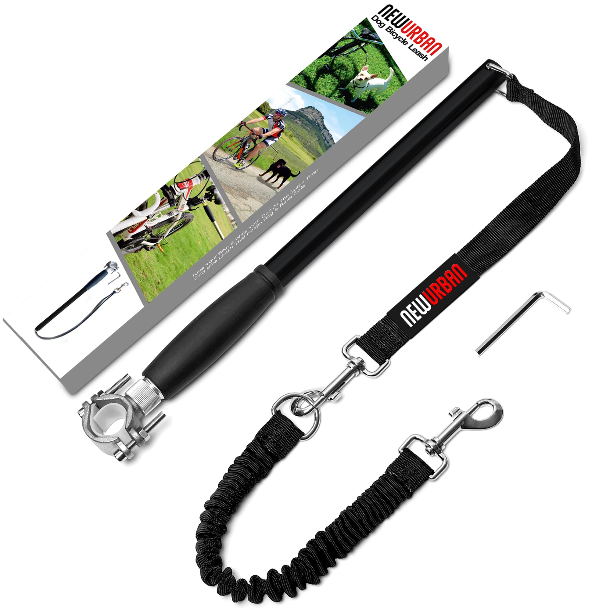 NEWURBAN Hands Free Dog Bike Leash easy detach for walking after ride.