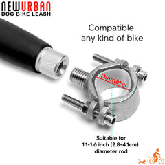 NEWURBAN Hands Free Dog Bike Leash shock-absorbing system reduces jerky movements during cycling.