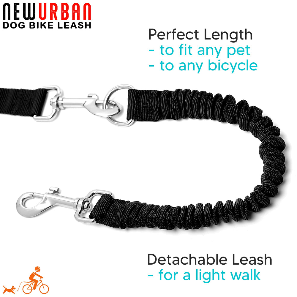 NEWURBAN Hands Free Dog Bike Leash patented-design emphasizes shock-absorbing smooth rides