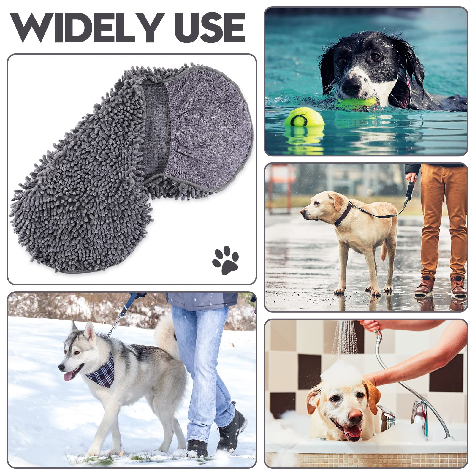 Newwiee dog shammy towel grey color showing durable colorfast fabric.
