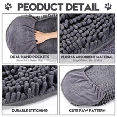 Newwiee dog shammy towel with hand pockets for secure toweling grip.