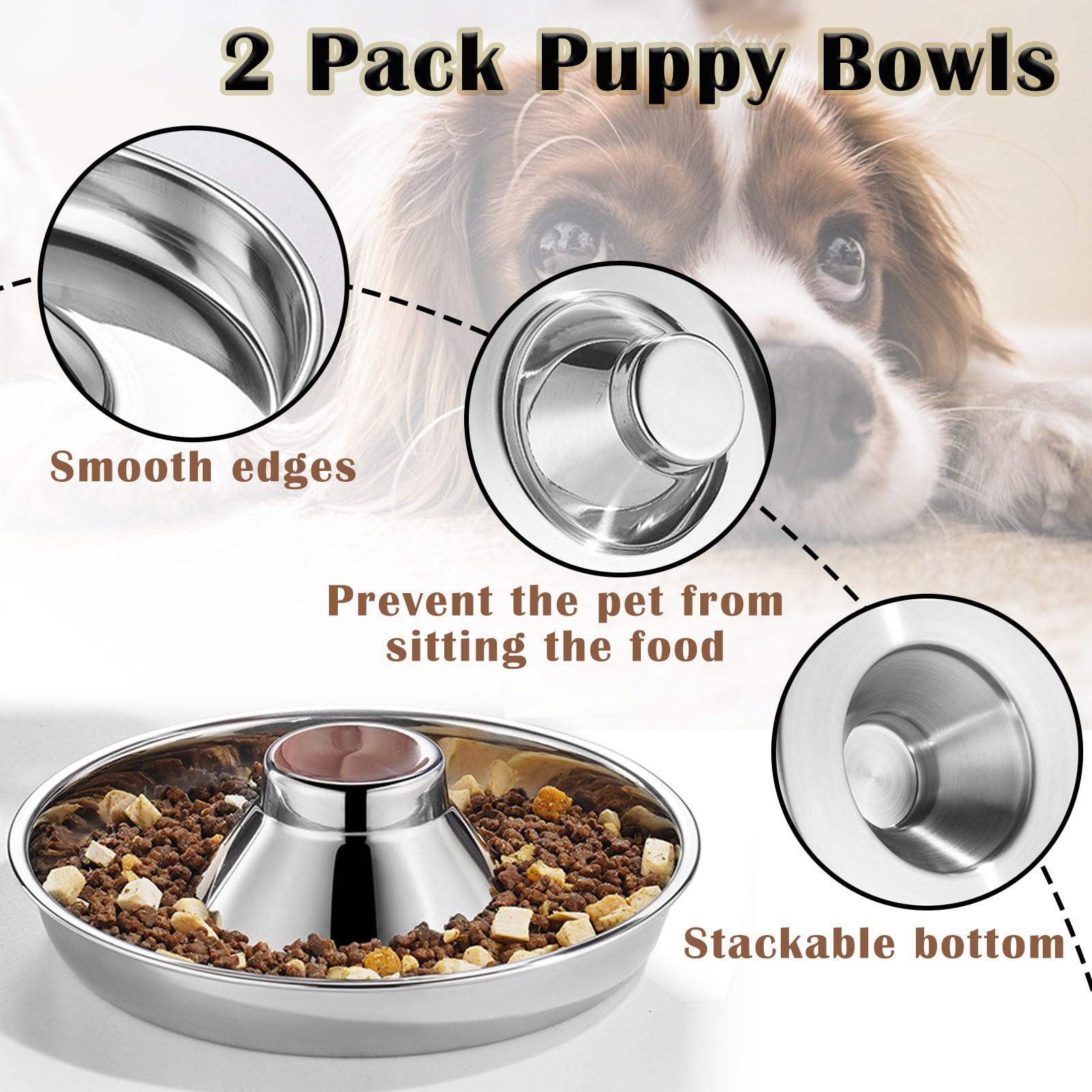 Nexboraque two-pack puppy bowls flat view shows value and size compatibility.