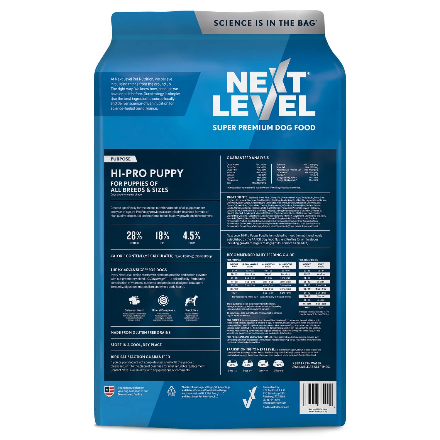 Next Level HI-PRO Puppy kibble served in a bowl for small breeds.
