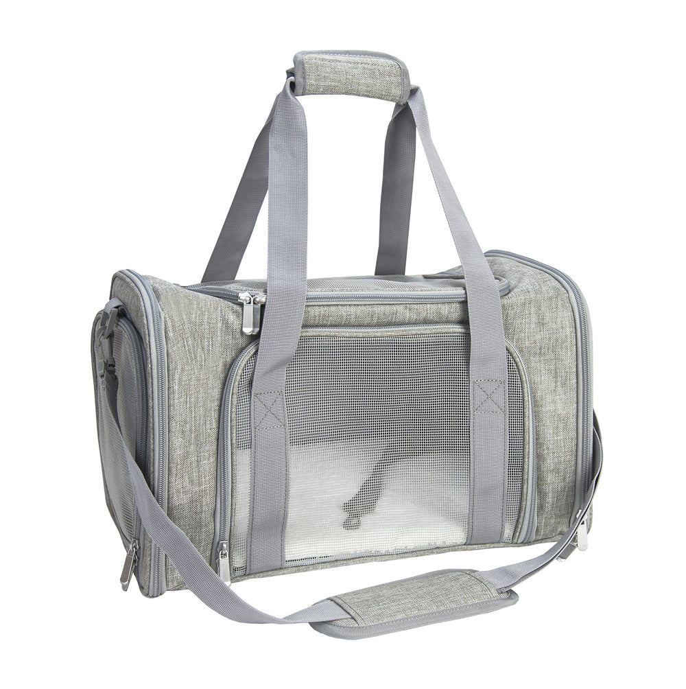 NextFri soft sided carrier open view shows easy monitoring during travel