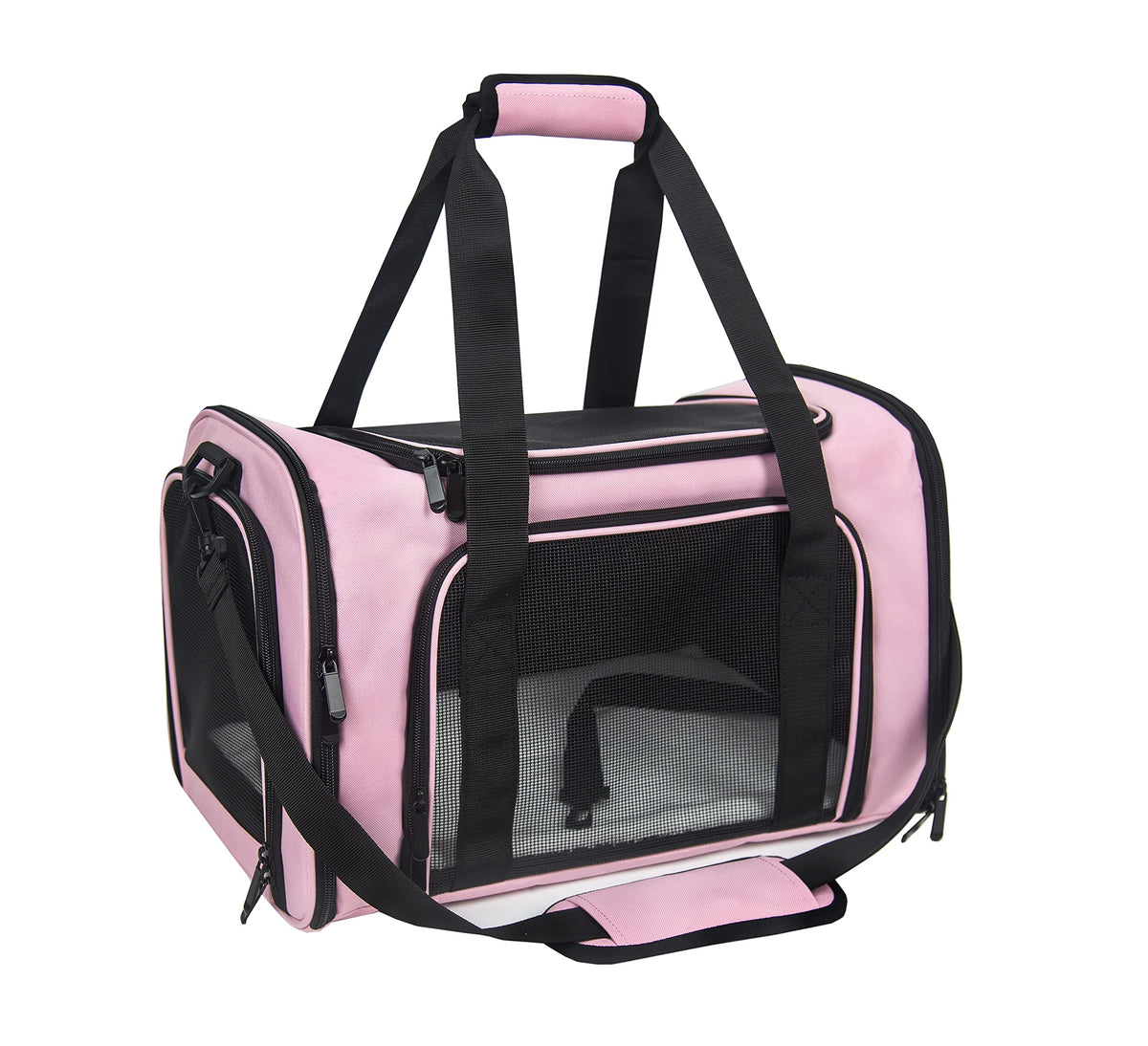 NextFri soft sided carrier medium pink folded for compact storage and travel