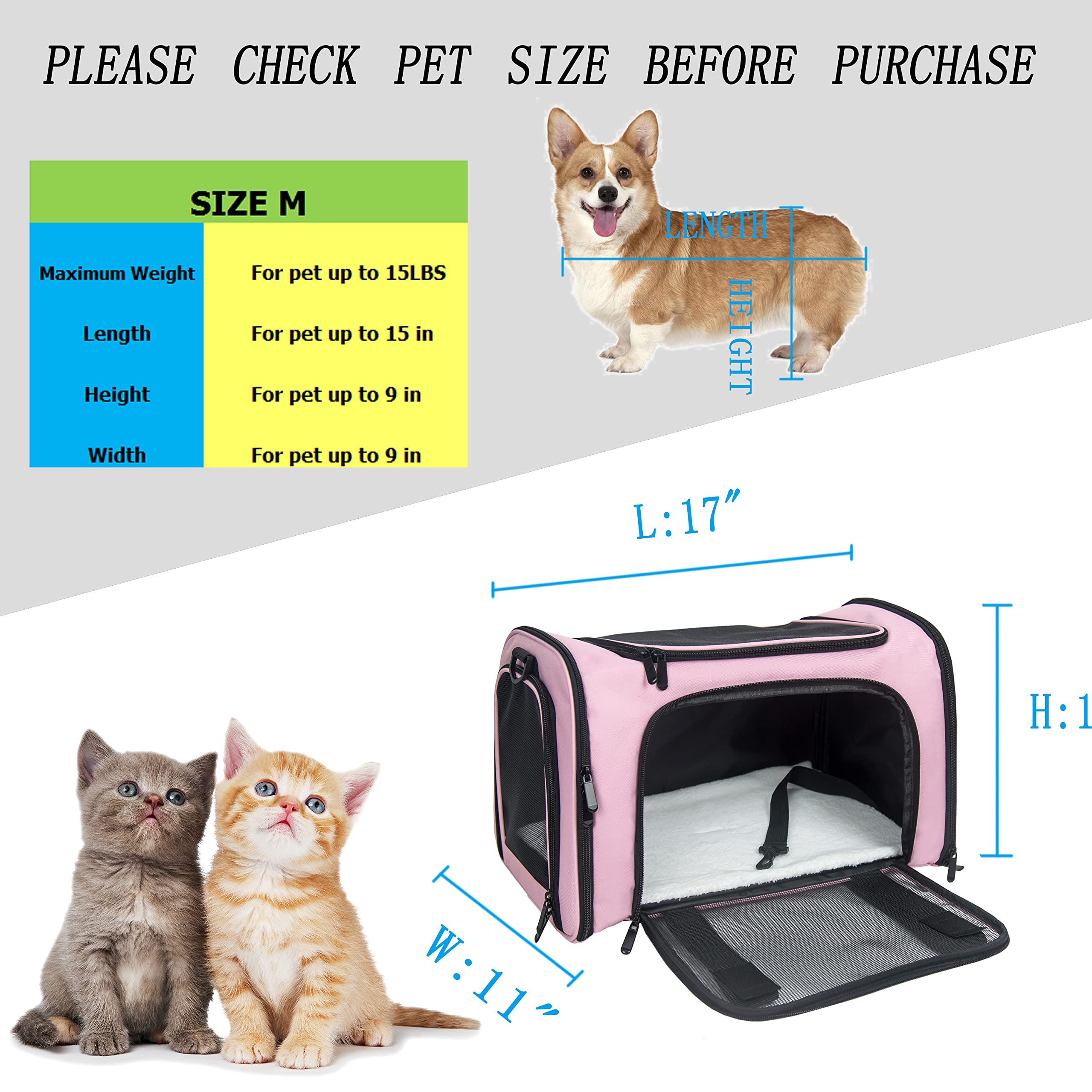 NextFri soft sided carrier medium pink removable base bed provides stable resting surface