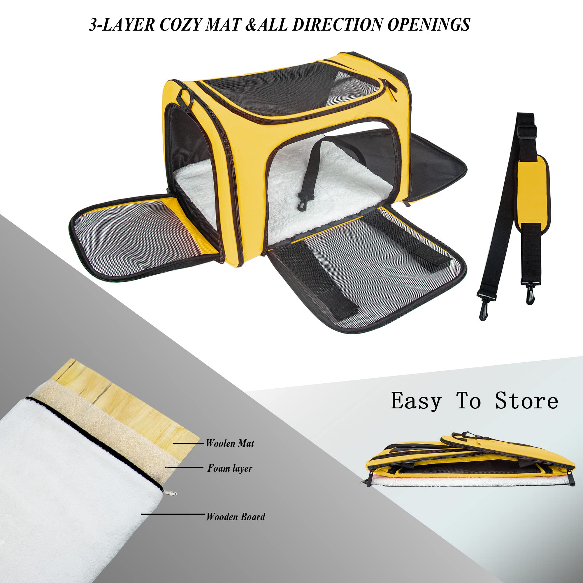 NextFri medium yellow carrier with mesh ventilation keeps pets cool on the go