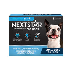 NEXTSTAR bottle with topical drops for dogs delivering fast flea and tick protection.