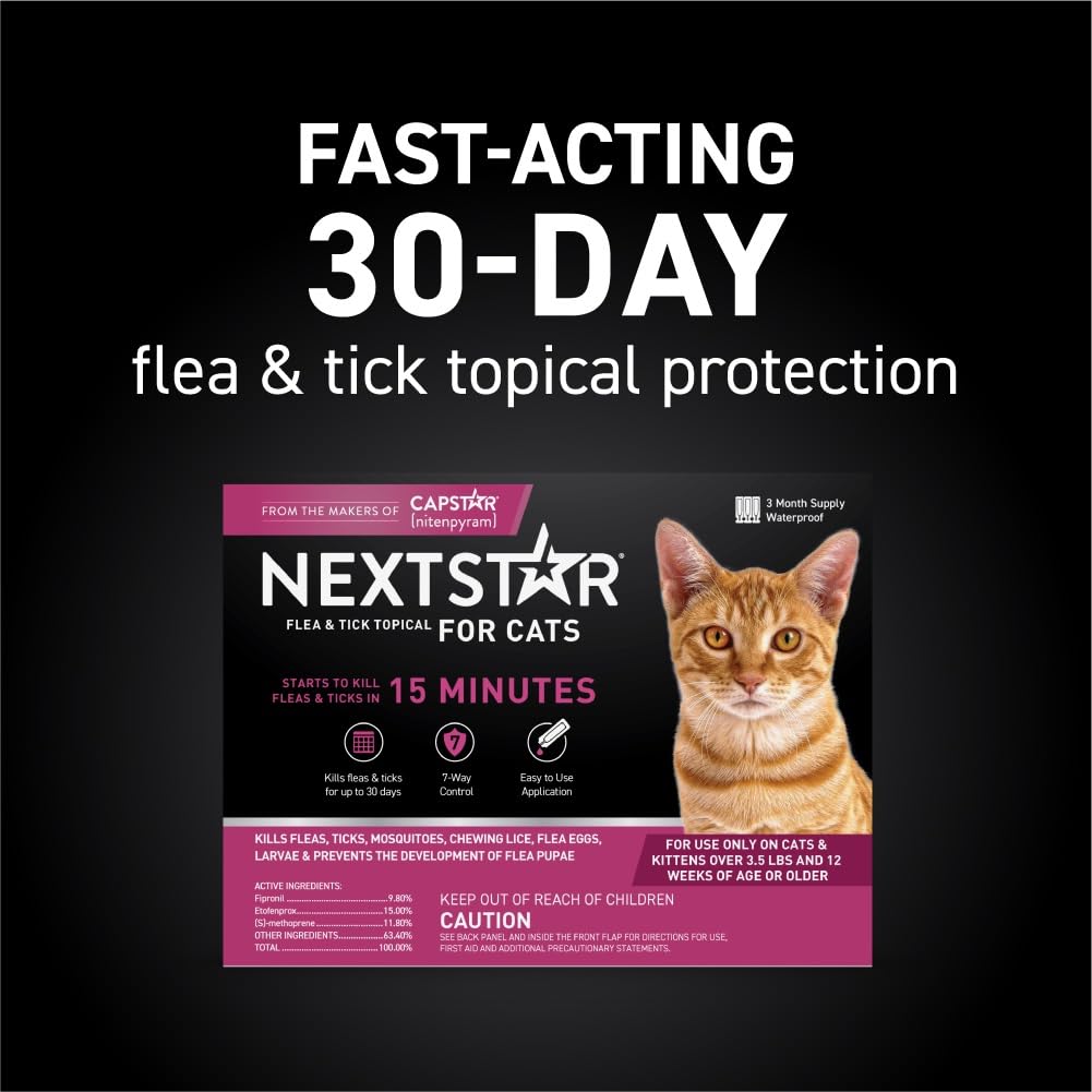 NEXTSTAR cat topical drops application demonstrates easy home pest protection