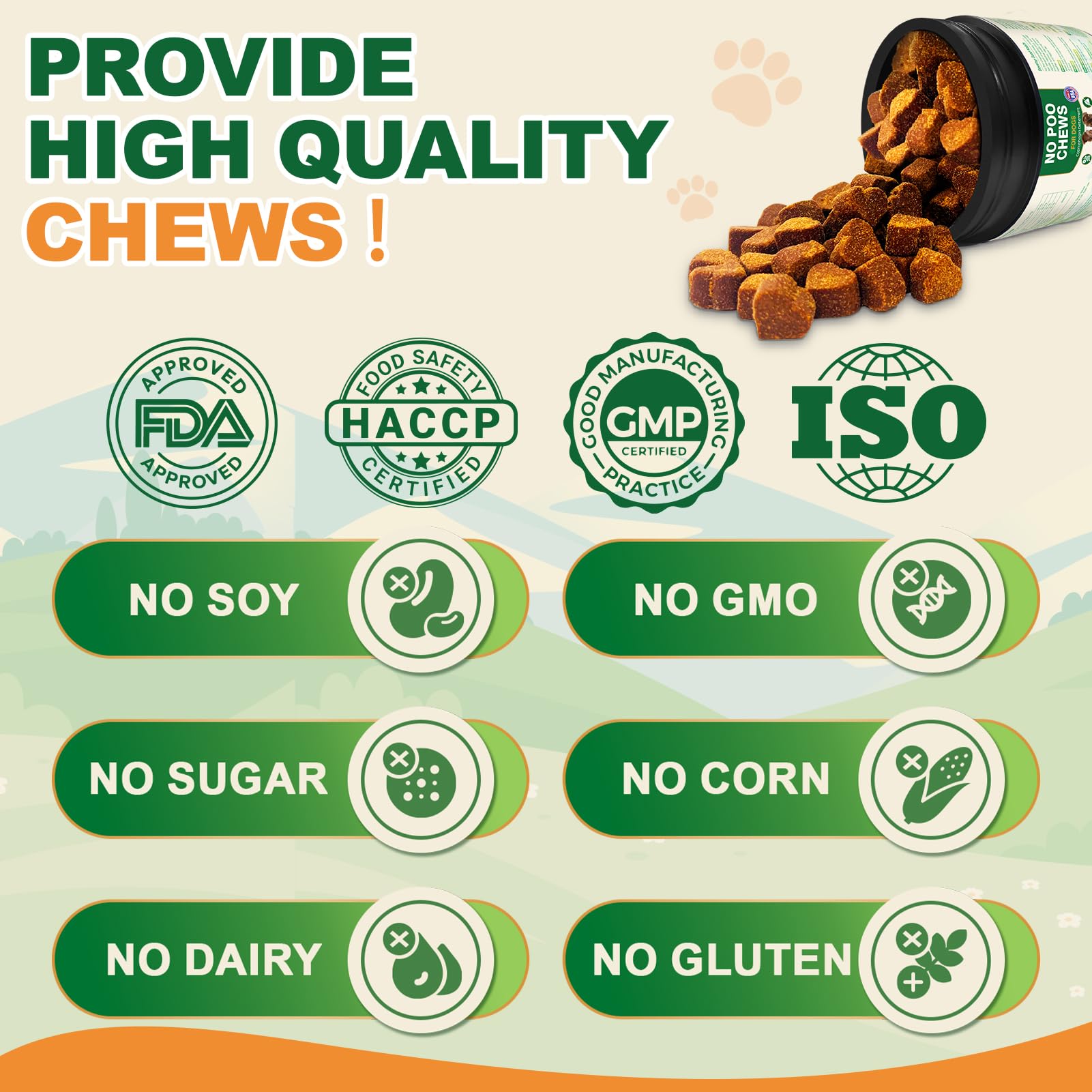 NEXZL 200 chew no poo chews soft texture close-up with mellow flavor