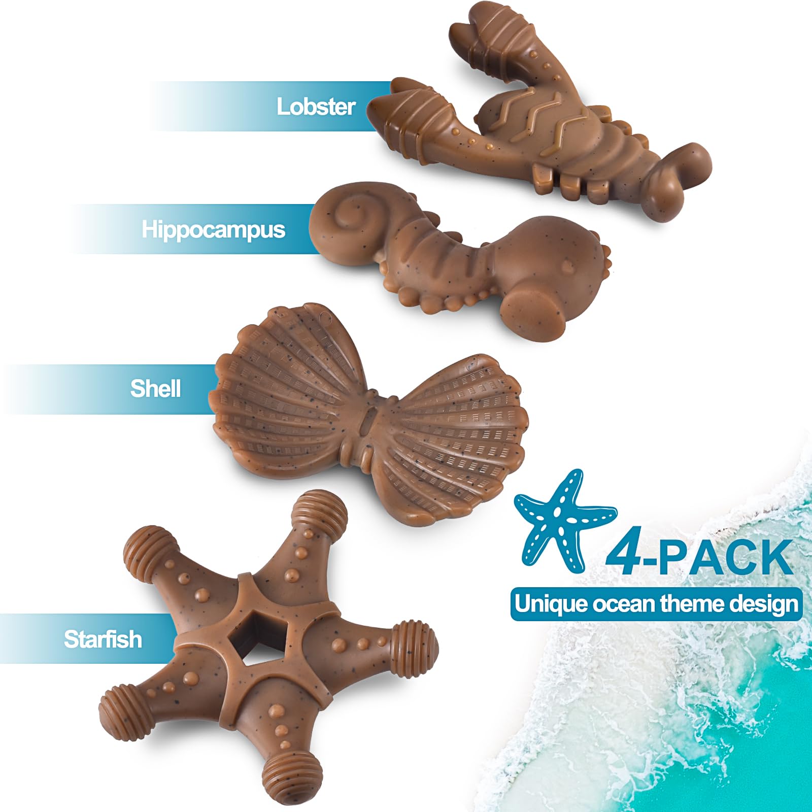 NEZIN dog toy pack four shapes, varied chewing rewards for dogs.
