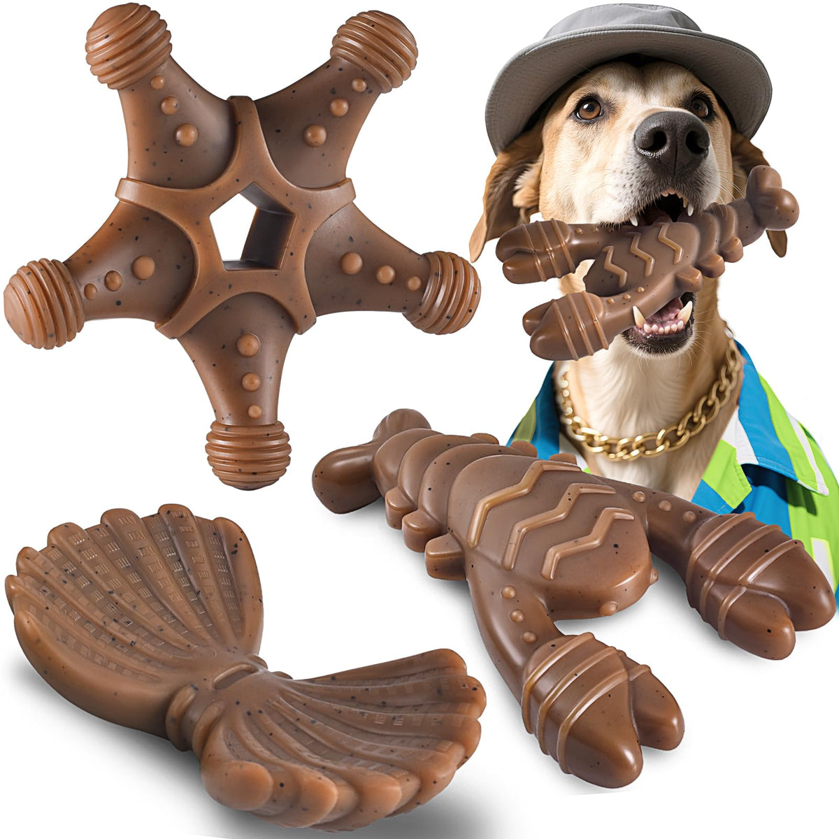 NEZIN dog toy starfish nylon provides durable chewer-friendly ocean-inspired play