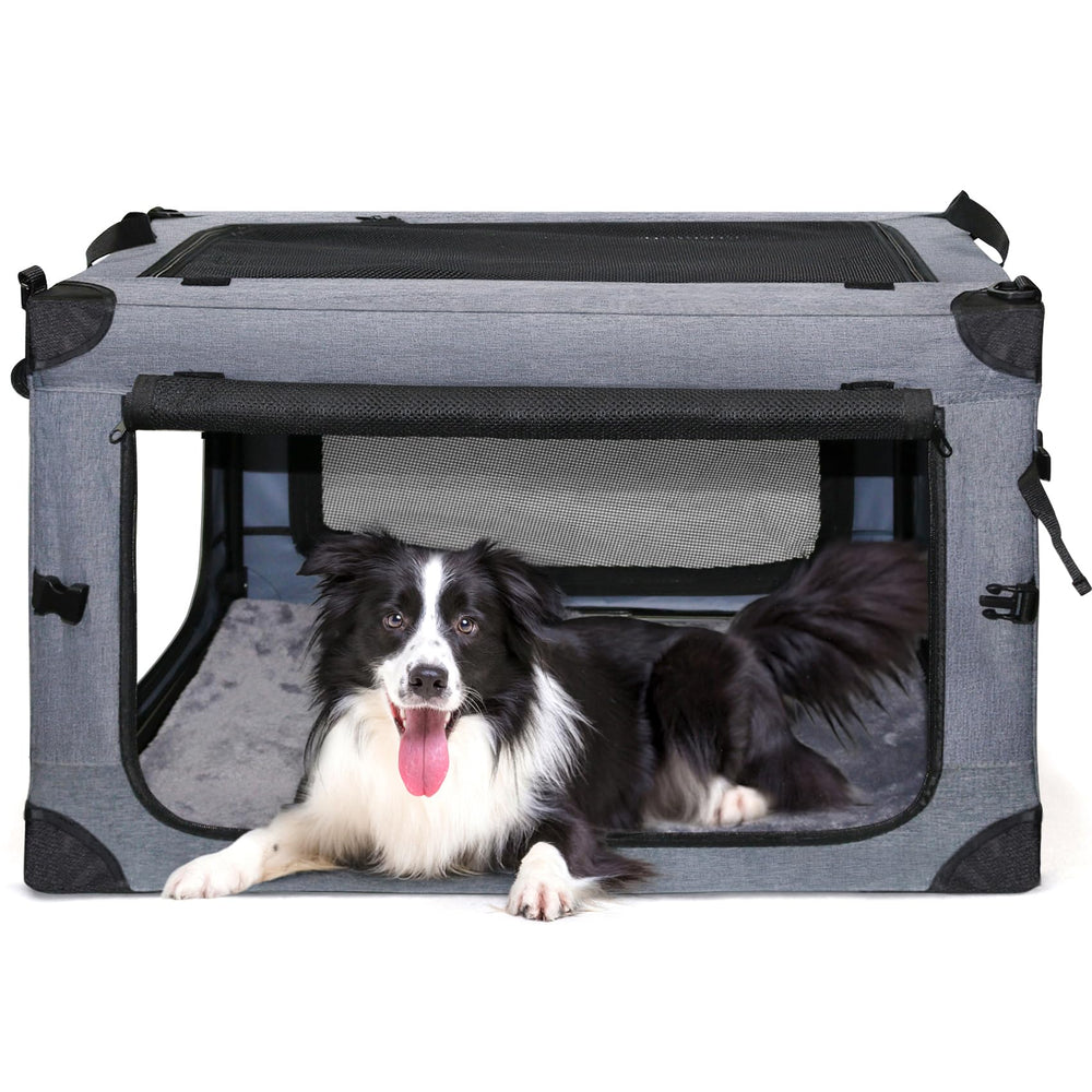 NEZUC soft collapsible dog crate 36-inch provides spacious interior for large dogs during travel.