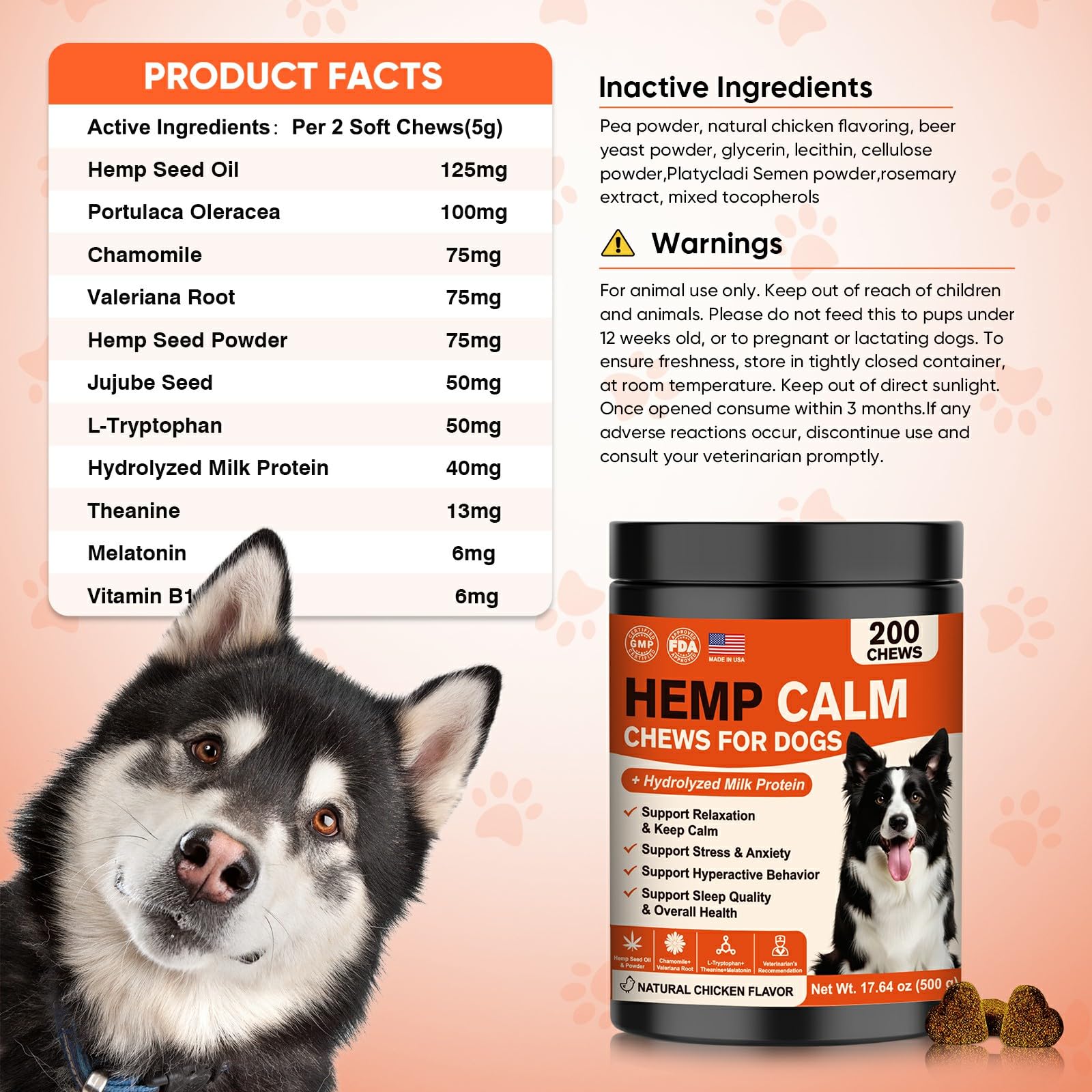 NHWHDJH dog calming chews serving suggestion demonstrates quick, chew-ready relax moments.