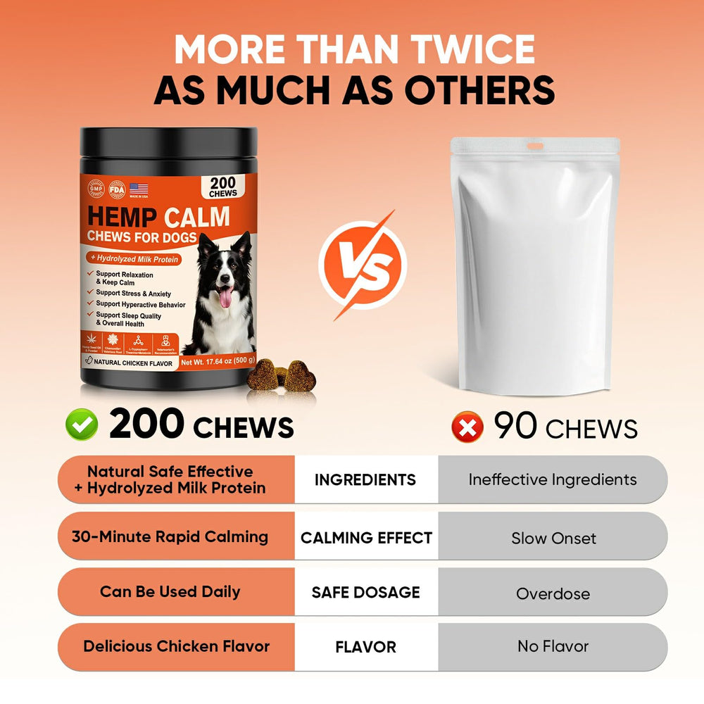 NHWHDJH melatonin L-theanine hemp dog chews hero image suggests sleep-friendly calm.